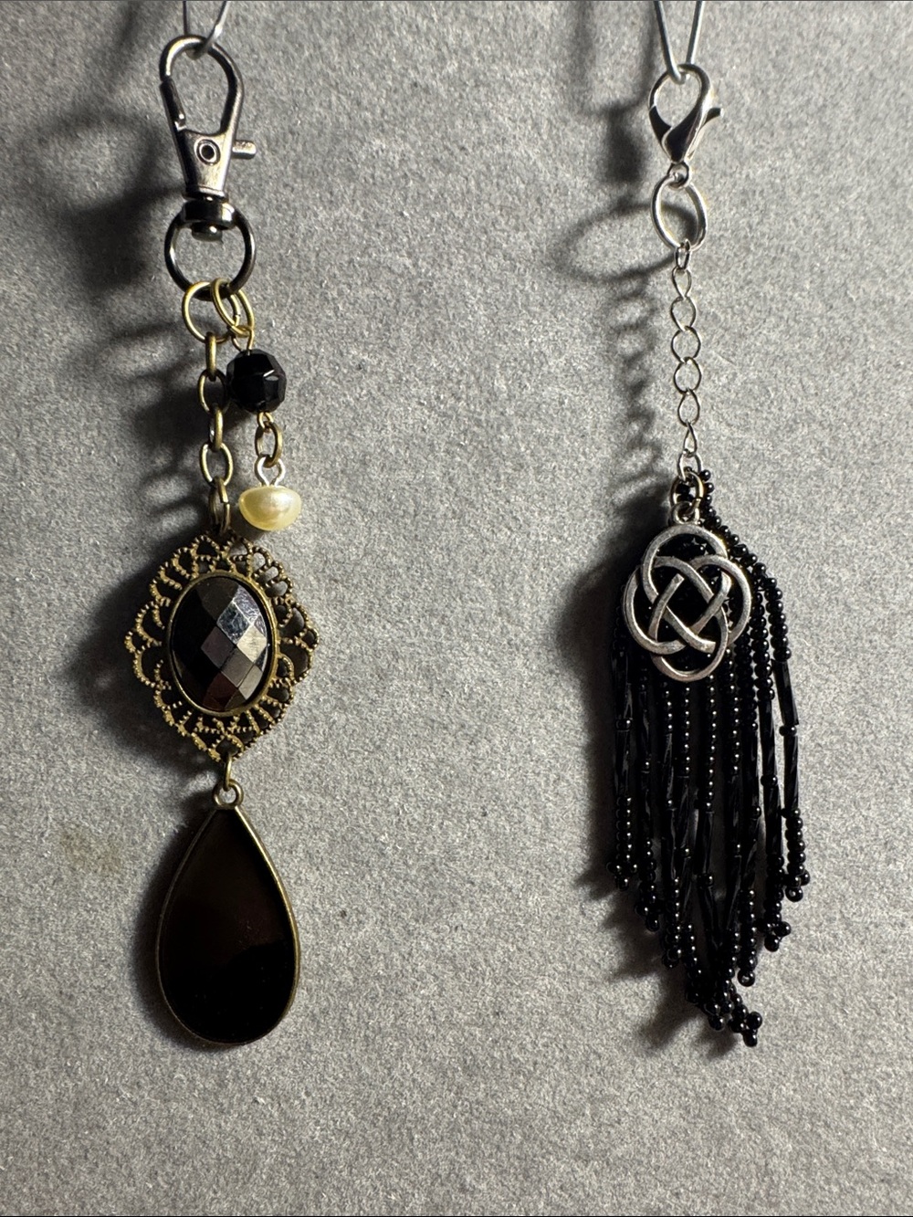 Hand Crafted Black & Gold Drop Pendant Key & Card Holder Set